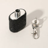 1oz Bling Studded Stainless Steel Mini Flask Keychain Bag Charm
