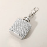 1oz Bling Studded Stainless Steel Mini Flask Keychain Bag Charm