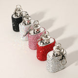 1oz Bling Studded Stainless Steel Mini Flask Keychain Bag Charm