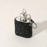 1oz Bling Studded Stainless Steel Mini Flask Keychain Bag Charm