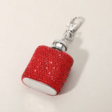 1oz Bling Studded Stainless Steel Mini Flask Keychain Bag Charm