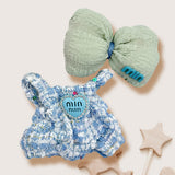 Mini Doll Matching Bow Tweed Overall Outfit Set