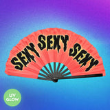 UV Glow Gradient Fluorescent SEXY Message Printed Folding Line Dance Hand Fan