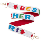 BEST TEACHER Message Seed Beaded Sequin Bag Strap