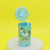 Unicorn Printed Portable Pen Holder Table Fan USB CHARGE