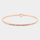 "Bless this woman" Thin Brass Metal Hook Bracelet