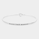 "Bless this woman" Thin Brass Metal Hook Bracelet