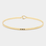 "OMG" Thin Brass Metal Hook Bracelet