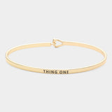 "Thing One" Thin Brass Metal Hook Bracelet