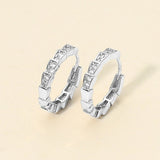 14K Gold Dipped CZ Stone Paved Geometric Huggie Hoop Earrings