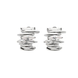 White Gold Dipped Modern Stack CZ Hoop Earrings