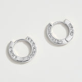 14K Gold Dipped CZ Stone Paved Huggie Hoop Earrings
