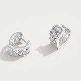 14K Gold Dipped Heart Shape CZ Stone Inlay Mini Huggie Hoop Earrings