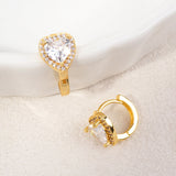 14K Gold Dipped Heart CZ Mini Huggie Hoop Earrings