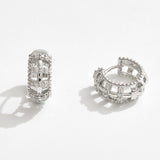 White Gold Dipped CZ Pave Mini Huggie Hoop Earrings