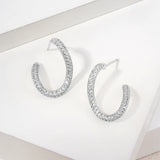 14K Gold Dipped CZ Pave Sculptural Curved Hoop Earrings