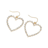 Stone Paved Open Heart Dangle Earrings