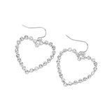 Stone Paved Open Heart Dangle Earrings