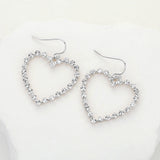 Stone Paved Open Heart Dangle Earrings