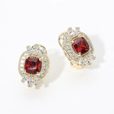 14K Gold Plated Vintage Inspired CZ Halo Stud Earrings