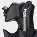 _ Bubble Stone Embellished Fringe Dangle Earrings