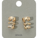 Stone Paved Triple Hoop Cuff Earrings