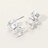 Stone Paved Triple Hoop Cuff Earrings