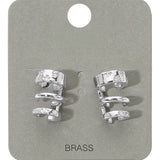 Stone Paved Triple Hoop Cuff Earrings