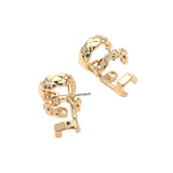 Stone Paved Triple Hoop Cuff Earrings