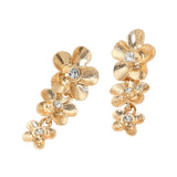 Stone Accent Triple Floral Link Drop Earrings