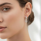 White Gold Dipped CZ Accent Anchor Charm Drop Dangle Earrings