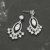 White Gold Dipped Marquise CZ Accent Drop Earrings