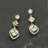 Gold Dipped Geometric Drop CZ Earrings