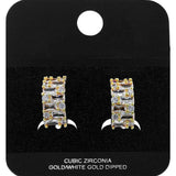 Gold Dipped Baguette CZ Mini Half Hoop Earrings