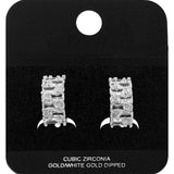 White Gold Dipped Baguette CZ Mini Half Hoop Earrings