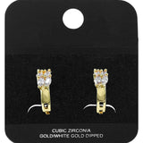 Gold Dipped Marquise CZ Cluster Accent Mini Open Hoop Earrings