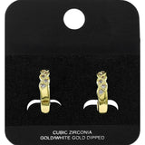 Gold Dipped CZ Embellished Twisted Mini Open Hoop Earrings