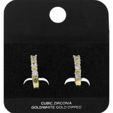 Gold Dipped Round CZ Around Mini Open Hoop Earrings