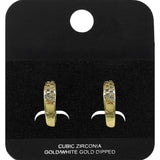 Gold Dipped CZ Pave Lattice Mini Open Hoop Earrings