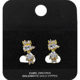 Gold Dipped Multi Shape CZ Cluster Around Mini Open Hoop Earrings