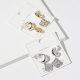 Gold Dipped CZ Stone Paved Quatrefoil Drop Dangle Mini Hoop Earrings