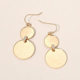 Rhinestone Pave Bar Link Round Metal Plate Link Drop Earrings