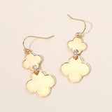 Rhinestone Pave Bar Link Quatrefoil Metal Plate Link Drop Earrings