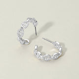 14K Gold Plated CZ Stone Paved Mariner Link Hoop Earrings