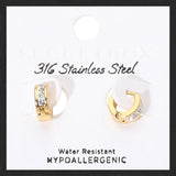 SECRET BOX_Stainless Steel Stone Paved Mini Huggie Hoop Earrings