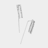 Crystal Accented Metal Ear Pin Earrings