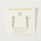 14K Gold Dipped Hypoallergenic Graduated Stone Link Drop Earrings