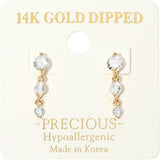 14K Gold Dipped Hypoallergenic Graduated Stone Link Drop Earrings