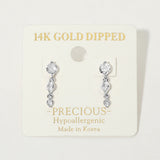14K Gold Dipped Hypoallergenic Graduated Stone Link Drop Earrings