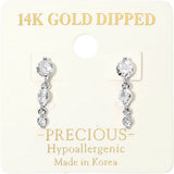 14K Gold Dipped Hypoallergenic Graduated Stone Link Drop Earrings